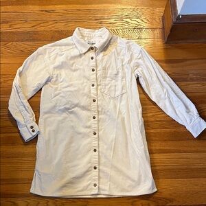 Madewell white corduroy mini shirt dress